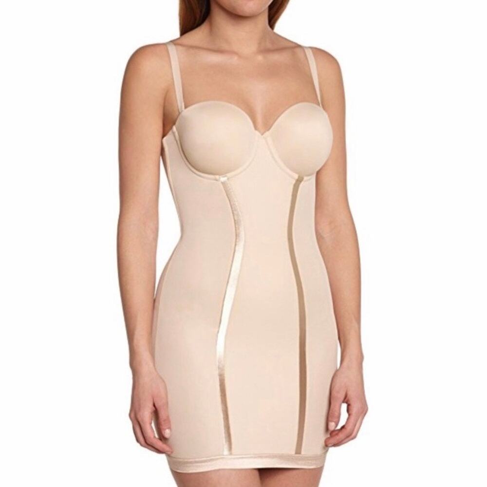 Maidenform Easy Up Strapless Full Slip 2304 Latte Tan Nude 38C